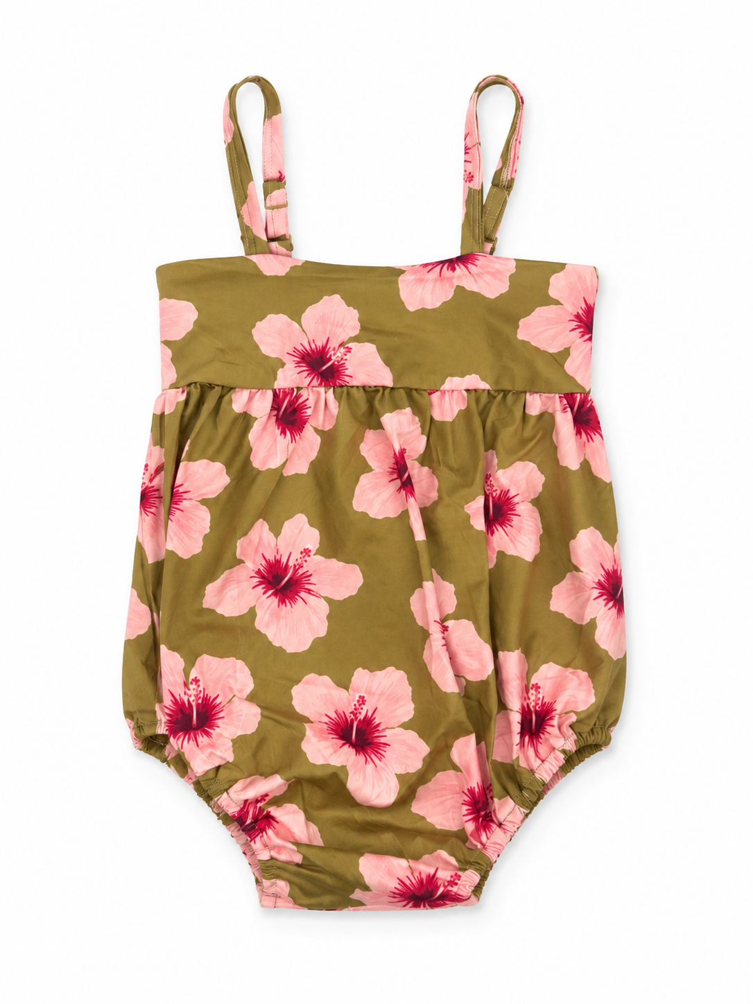 Guava Hibiscus Bubble Tank Romper