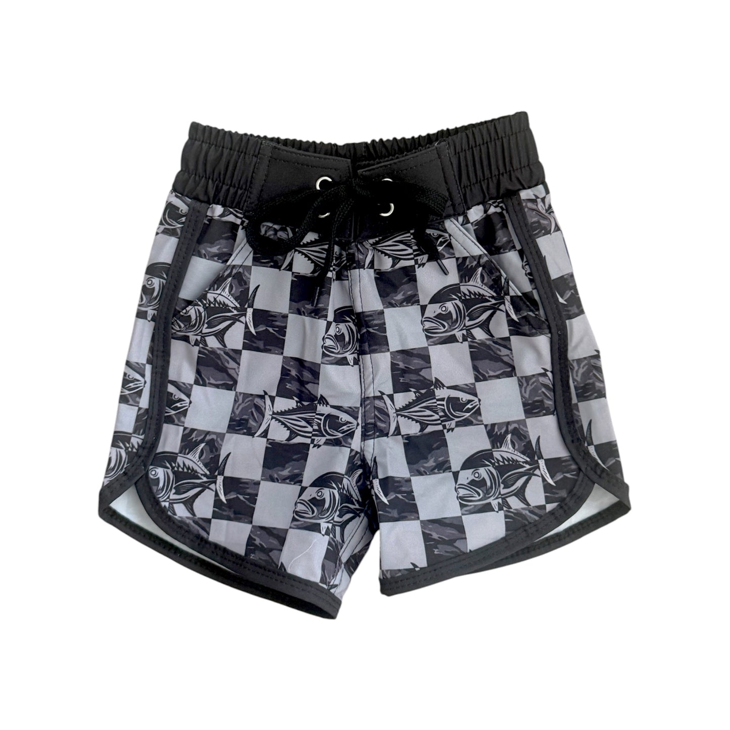 Black Camo Check Fish Boardies