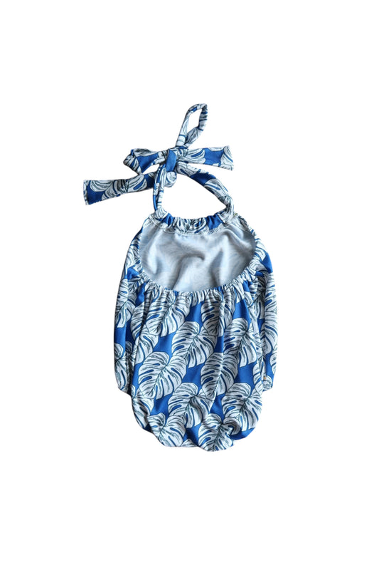 Royal Monstera Halter Tie Romper