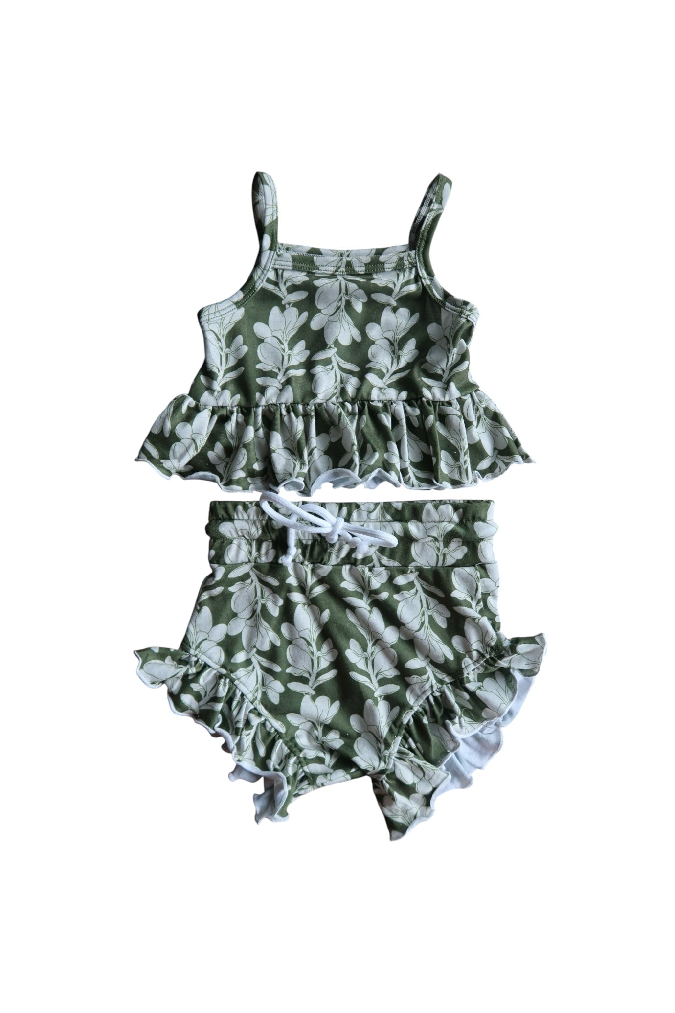 Olive Plumeria Lei Tank/Shorts Set