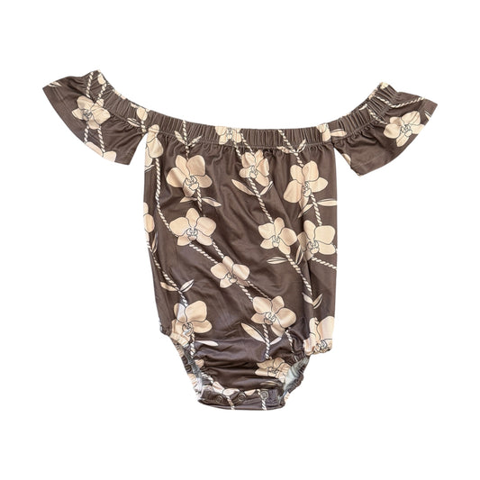 Mocha Orchid Off The Shoulder Romper