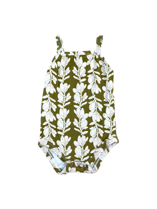 Olive Plumeria Lei Bamboo Tank Onesie