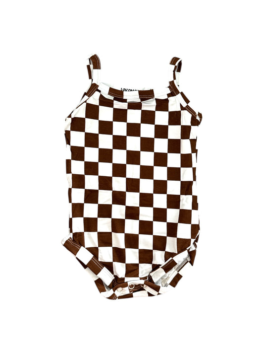Brown Check Bamboo Tank Onesie