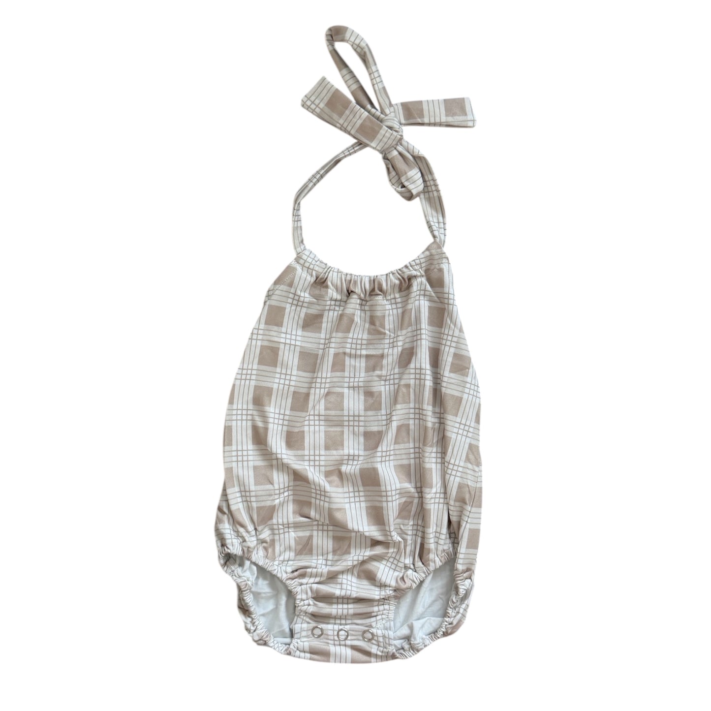 Beige Palaka halter Romper