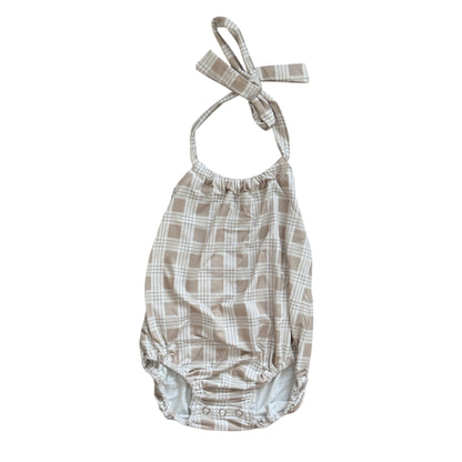 Beige Palaka halter Romper