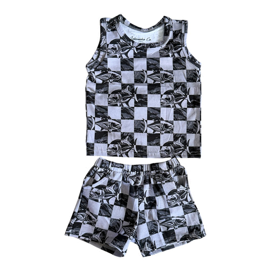Black Camo Checkered Fish Kove Set